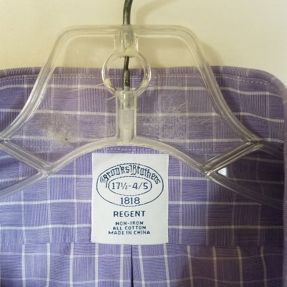 Brooks Brothers Purple Plaid Dress Shirt REGENT FIT Mens Size 17.5-4/5 - Picture 4 of 6